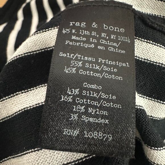 Rag & Bone Silk Cotton Stripe Knit Tank L Sleeveless Mock Neck Minimalist Mod - Picture 8 of 9